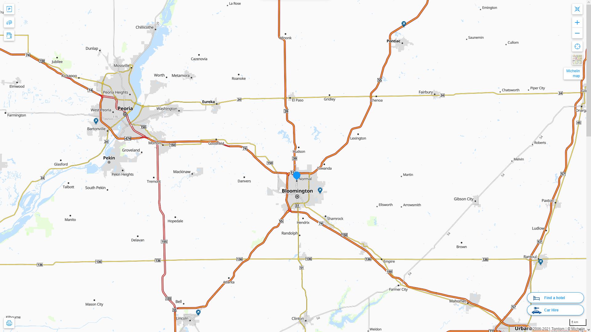 Normal illinois Highway and Road Map